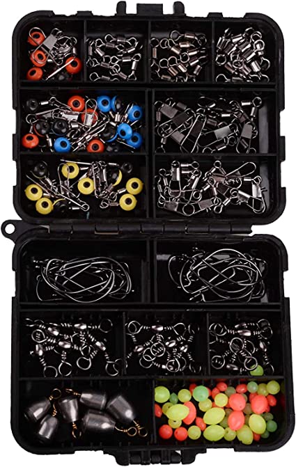 Photo 1 of 160 Piece Fishing Accessories Kit Including Jig Hooks Sinker Weights Swivels Snaps Sinker Slides with Tackle Box
