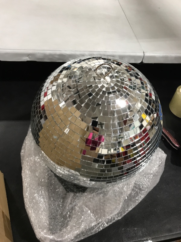 Photo 2 of 12" Disco Ball Mirror Ball Disco Party Decoration Stage Light Dj Light Effect Home Business Christmas Display Decoration Silver