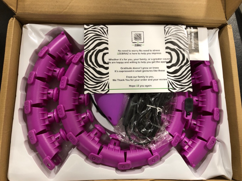 Photo 1 of 2ZEBRAZ Smart Weighted Exercise Hoop for Adults – Abdomen Workout Equipment Set for Home with Fit Hoop and Jump Rope – Adjustable Size Infinity Hoop with Weighted Ball Fitness Massage, Tones Core Purple