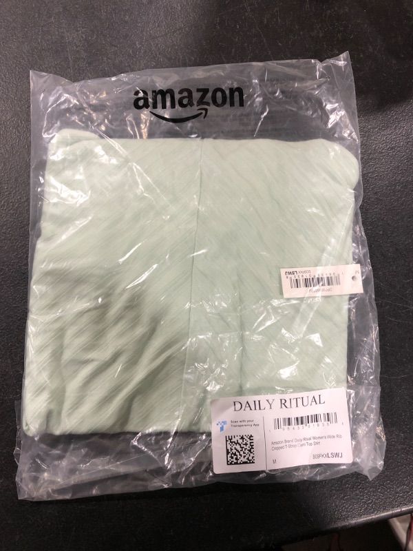 Photo 1 of Daily Ritual Women's Wide Rib Cropped T-Strap Cami Top Medium Light Sage Green