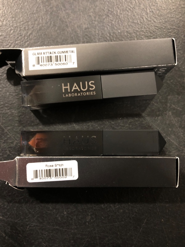 Photo 1 of HAUS LABORATORIES By Lady Gaga: GLAM ATTACK LIQUID EYESHADOW SET | (Up to $120 Value) Pigmented Liquid Eyeshadow in Shimmer and Metallic Sets, Long Lasting & Blendable Eye Makeup, Vegan & Cruelty-Free 2-PACK SHIMMER/METALLIC DUO Rose B*tch & Gunmetal