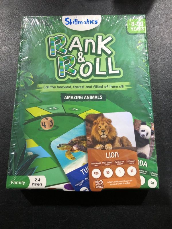 Photo 1 of Skillmatics Trump Card & Board Game : Rank & Roll Amazing Animals | Strategy Memory Game | Gifts for 8 Year Olds and Up | Games for Adults, Teens & Kids