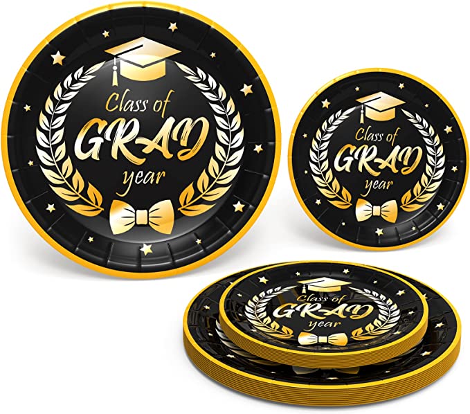 Photo 1 of 2023 Graduation Party Supplies, Graduation Party Decorations 2023, Disposable Dinnerware Set Graduation Paper Plates Congrats Grad! Including 24 Pcs Dinner Plates and Dessert Plates Serves 24 Guests https://a.co/d/bEkSed9