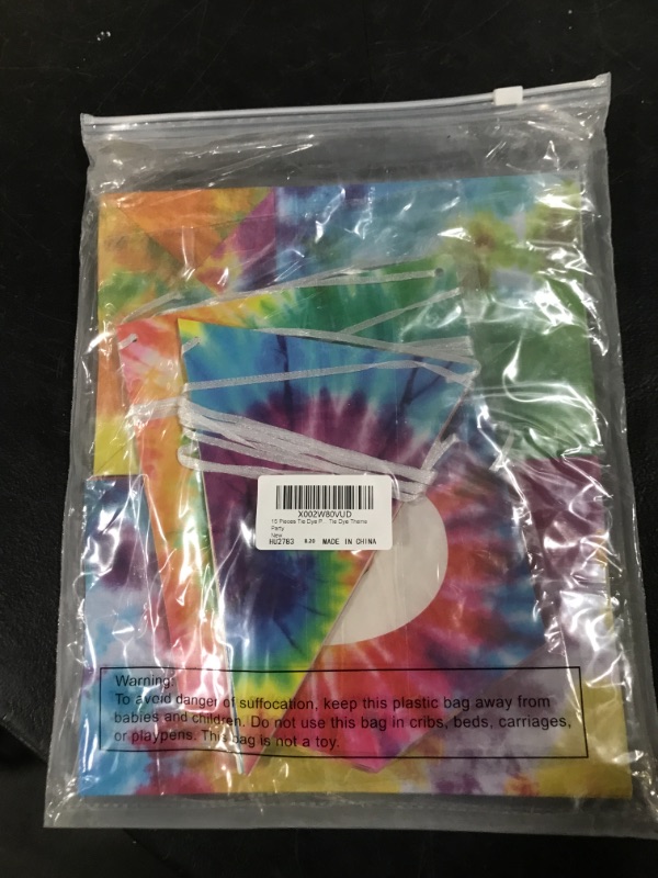 Photo 2 of 15 Pieces Tie Dye Paper Bags Treat Bags Happy Birthday Banner Garland Tie Dye Party Accessories Colorful Party Decoration for Birthday Party Vintage Theme Party Tie Dye Theme Party 