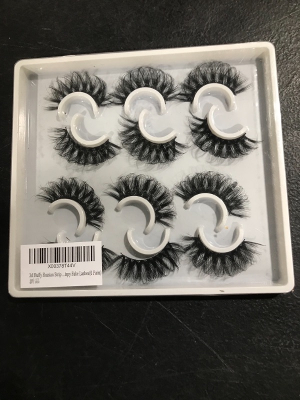 Photo 2 of 3d Fluffy Russian Strip Lashes, D Curl Lash Strips, Natural False Lashes Mink, Fluffy Eyelashes Mink, Natural Wispies Mink Eyelashes, Wispy Fake Lashes, Faux Mink Eyelashes Natural Look(6 Pairs)
