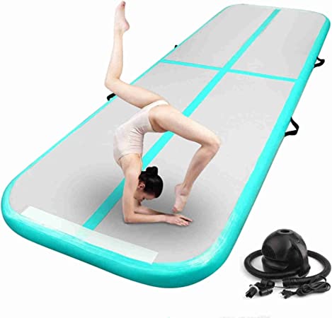 Photo 1 of  Inflatable Gymnastics Air Tumbling Track Mat Air Cushion for Yoga Fitness Taekwondo Somersault Exercise Training With Electric Air Pump (green,2*1*0.1m)
