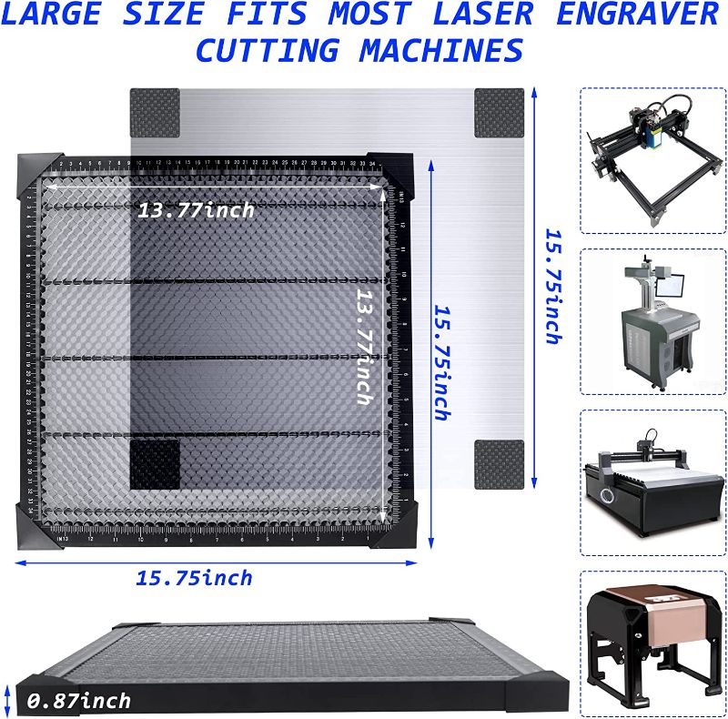 Photo 2 of Honeycomb Laser Bed Working Table 400*400*22mm for Laser Engraver Cutting Machine Accessories for Protecting Table, Fast Heat Dissipation, Double Accurate Scale (with Aluminum Plate) 