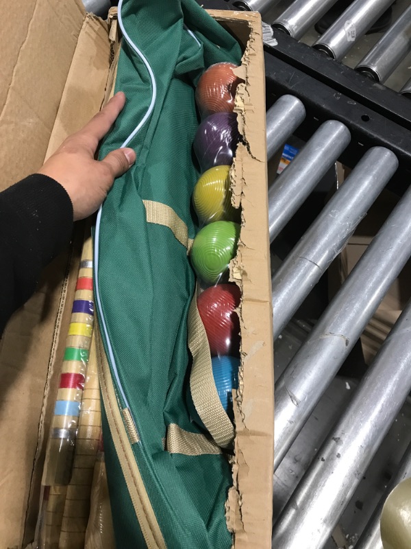 Photo 3 of ApudArmis Six Player Croquet Set with Premiun Rubber Wooden Mallets 28In,Colored Ball,Wickets,Stakes - Lawn Backyard Game Set for Adults/Teenagers/Family (Large Carry Bag Including)