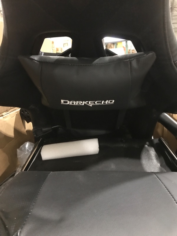 Photo 3 of Darkecho Gaming Chair Office Chair with Footrest Massage Racing Computer Ergonomic Chair Leather Reclining Desk Chair Adjustable Armrest High Back Gamer Chair with Headrest and Lumbar Support Black