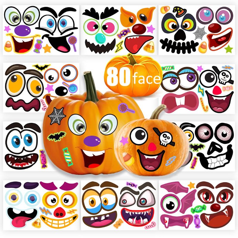 Photo 1 of 80 Pcs Decorating Kit, Make Pumpkin Face Stickers in 20 Designs,Stickers for Kids 