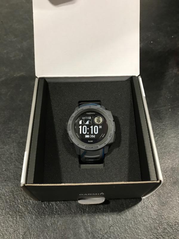 Photo 2 of Garmin Instinct Solar Surf, Rugged Outdoor Smartwatch with Solar Charging Capabilities, Tide Data and Dedicated Surfing Activity, Pipeline
