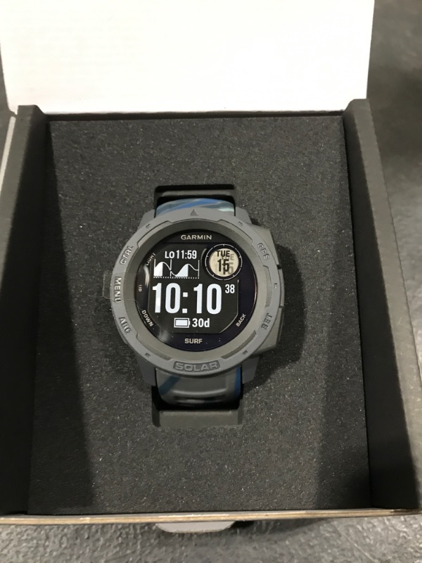 Photo 5 of Garmin Instinct Solar Surf, Rugged Outdoor Smartwatch with Solar Charging Capabilities, Tide Data and Dedicated Surfing Activity, Pipeline
