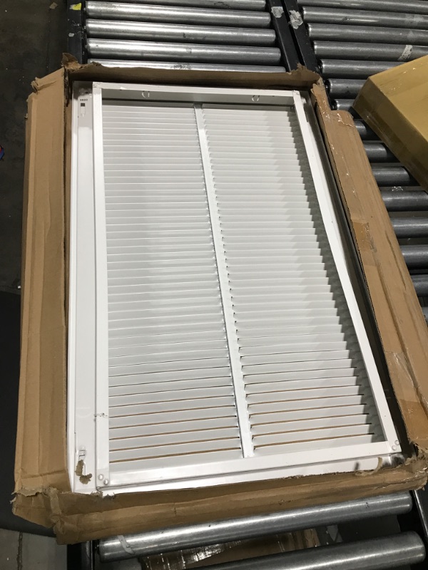 Photo 2 of 14" X 24" Steel Return Air Filter Grille for 1" Filter - Easy Plastic Tabs for Removable Face/Door - HVAC DUCT COVER - Flat Stamped Face -White [Outer Dimensions: 15.75w X 25.75h] White 14 X 24