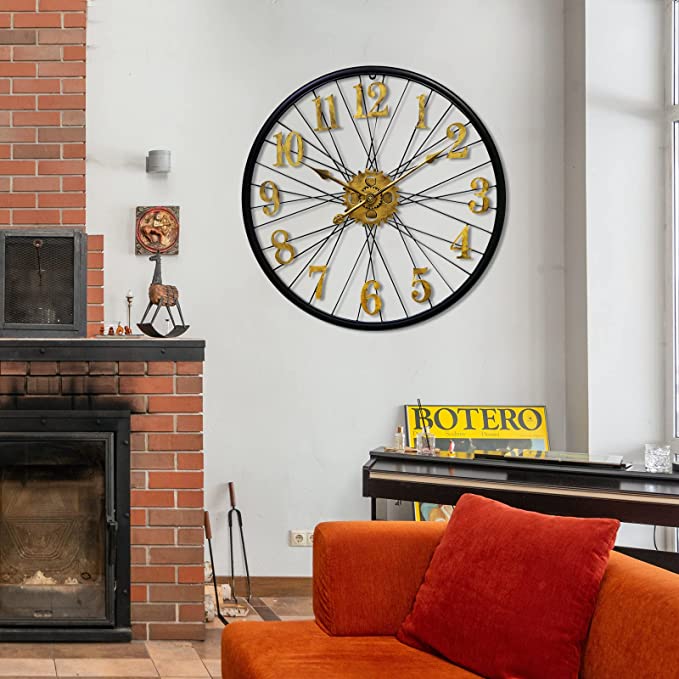 Photo 1 of ?23.6 Inch Large Modern Wall Clock for Living Room Decor, Metal Decorative Wall Clocks Black with Quartz, Silenced & Minimalism Large Wall Clock for Dinng Room, Bedroom, Kitchen, Home Decor, Round
