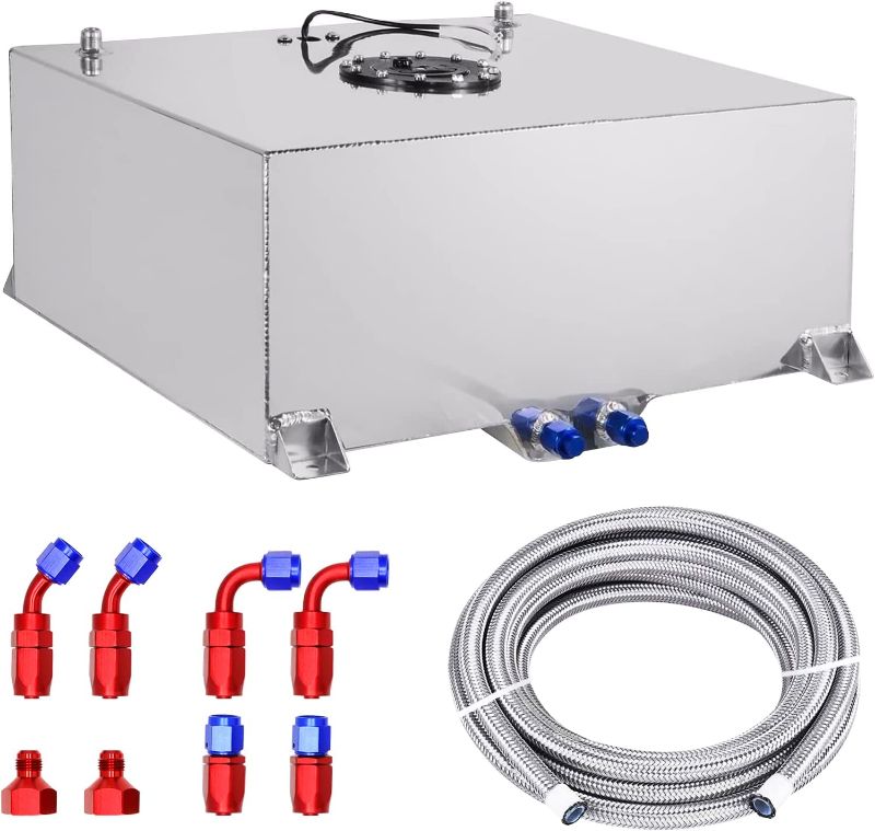 Photo 1 of 20 Gallon Fuel Cell 80L Universal Gas Tank with Level Sender & 6AN Fuel Line Kit,Aluminum Polished Racing Street Drift Strip Fuel Tank with Quick...

