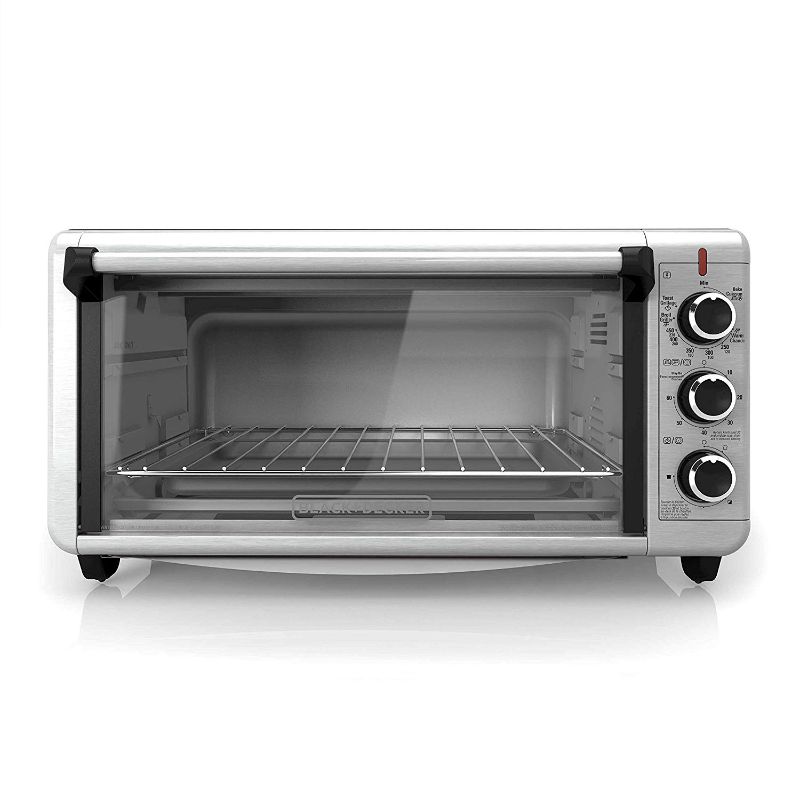 Photo 1 of Black & Decker Extra-Wide Toaster Oven - 1500 W - Toast, Bake, Broil, Pizza, Keep Warm - Silver

