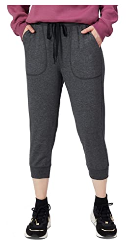 Photo 1 of Amazon Essentials Women's Relaxed-Fit Studio Terry Capri Jogger Pant, Charcoal Heather, Medium
