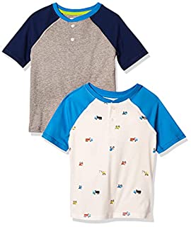 Photo 1 of Amazon Essentials Kids Boys Short-Sleeve Henley T-Shirts, 2-Pack Truck, X-Large