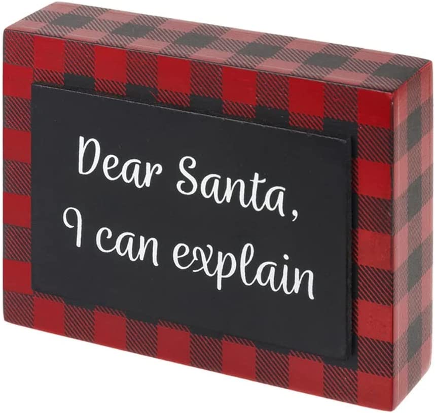 Photo 1 of "Dear Santa" Funny Layered Plaid Block Sign 