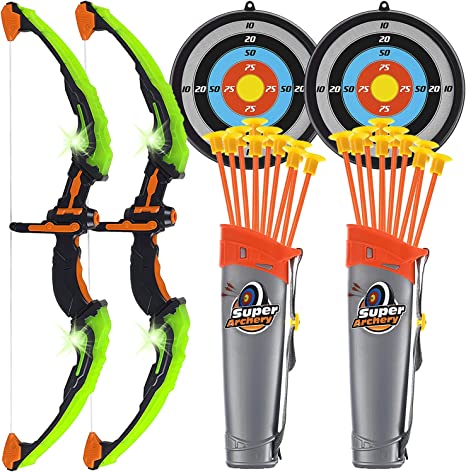 Photo 1 of Bow and Arrow Set for Kids -Green Light Up Kids Bow and Arrow Archery Set -Includes 10 Suction Cup Arrows, Target & Quiver -Outdoor Toys for Boys & Girls Ages 3 -12 Years Old (Bow and Arrow for Kids)
