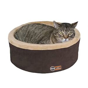 Photo 1 of  K&H PET PRODUCTS Thermo-Kitty Bed Heated Cat Bed Large 20 Inches Mocha/Tan