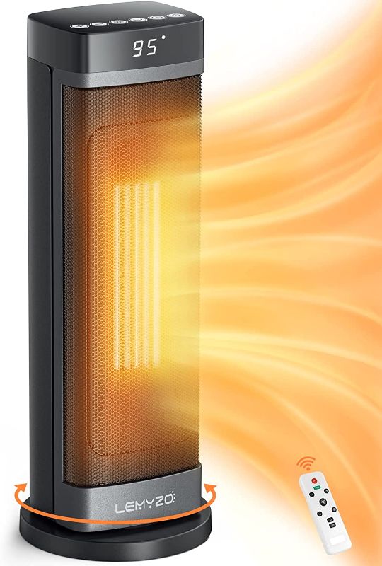 Photo 1 of  Space Heater 21", 1500W Fast Heaters for Indoor Use, Portable Ceramic Space Heaters, 70° Oscillating Electric Heater with Remote, 1-9H Timer, Overheating & Tip-Over Protection for Office Bedroom 