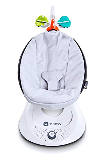 Photo 1 of  4moms RockaRoo Baby Swing + Safety Strap Fastener, Compact Baby Rocker with Front to Back Gliding Motion, Grey Classic 