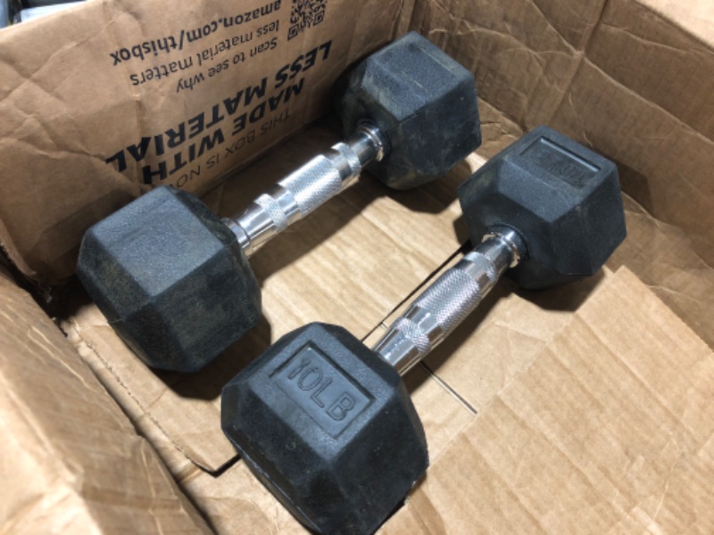 Photo 2 of 10 LB Dumbbells Set of 2 Exercise & Fitness Dumbbell for Home Gym Free Weights Hand Hex Dumb Bells 