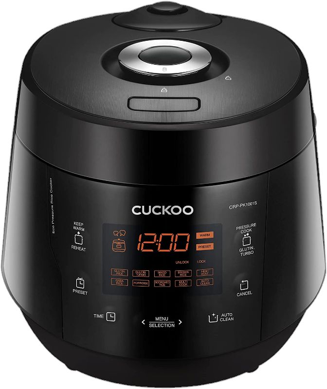 Photo 1 of  CUCKOO CRP-PK1001S | 10-Cup (Uncooked) Pressure Rice Cooker | 12 Menu Options: Quinoa, Scorched Rice, GABA/Brown Rice, Multi-Grain & More, Voice Guide, Made in Korea | Black 