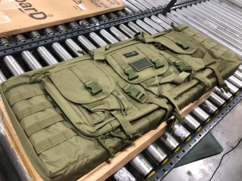 Photo 2 of Double Rifle Bag | 2 Rifles + 2 Pistols Tuckable Backpack Straps | COMBAT VETERAN OWNED COMPANY | Waterproof Padded Lockable Carbine or Long Gun Case 36" x 12" Double Rifle Case Olive Drab Green