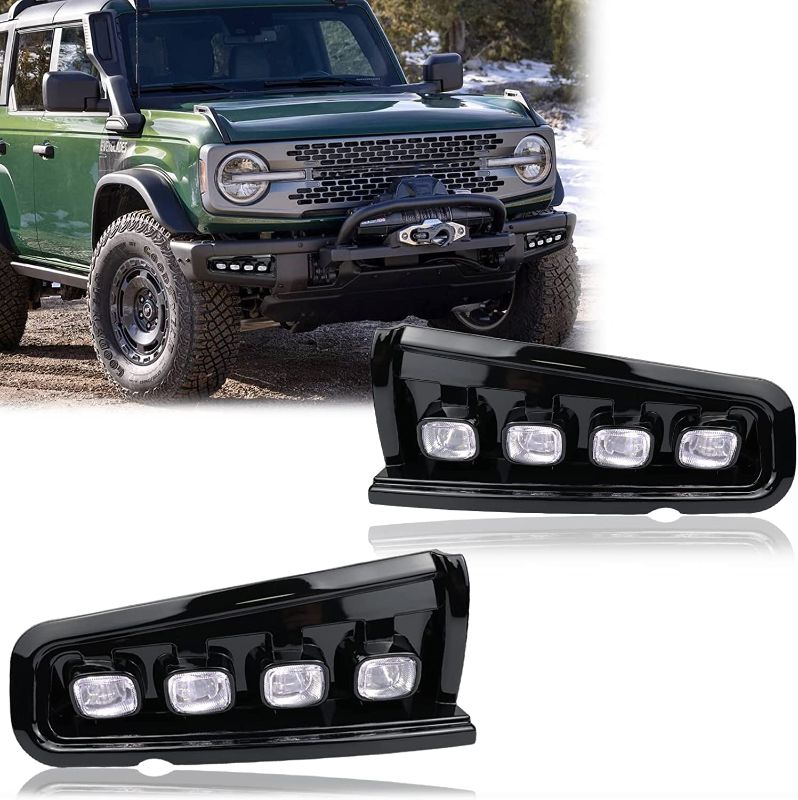 Photo 1 of GEEGEETOP Switchback White Amber LED Front Fog Daytime Sequential Running Lamp Bumper Light LED Turn Signal Feature Compatible with Ford Bronco 2021-2022 Modular Bumper Fog Light Kit 