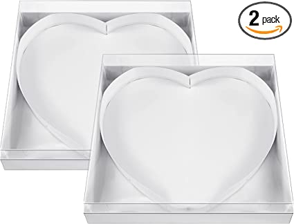 Photo 1 of 2 Pcs 12 Inch Cardboard Heart Shaped Box Heart Boxes for Flowers Strawberries Sweets Chocolate Gift Box with Clear Lid Display White Empty Gift Container for Holiday Decoration Valentine's Day Wedding
