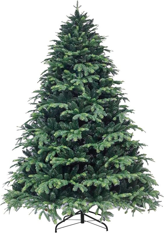 Photo 1 of  MAKEATREE 8-FT Artificial Christmas Tree with 2831 Tips, Unlit Hinged Spruce Xmas Tree for Indoor Outdoor, Green 