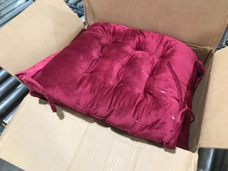 Photo 1 of 4 PACK BURGUNDY CHAIR CUSHIONS, 15 X 15 INCHES 