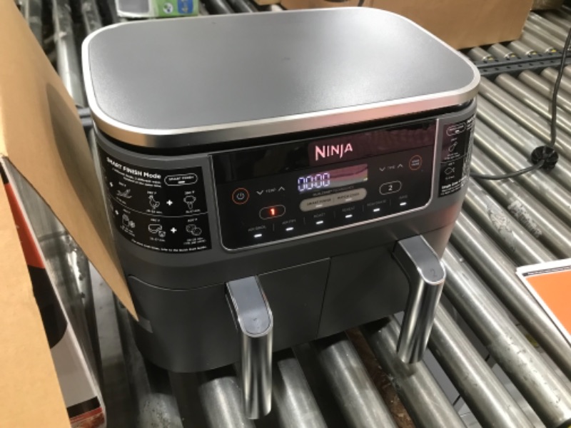 Photo 2 of  Ninja Foodi DZ201 6-in-1 8-qt. 2-Basket Air Fryer with DualZone Technology- Air Fry, Broil, Roast, Dehydrate, Reheat and Bake 