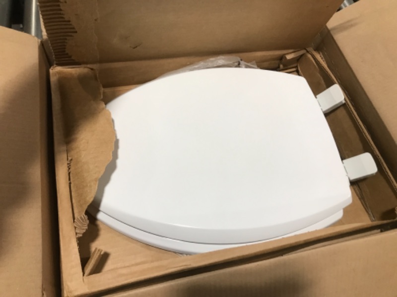 Photo 2 of  Mayfair 1847SLOW 000 Kendall Slow-Close, Removable Enameled Wood Toilet Seat That Will Never Loosen, 1 Pack ELONGATED - Premium Hinge, White 