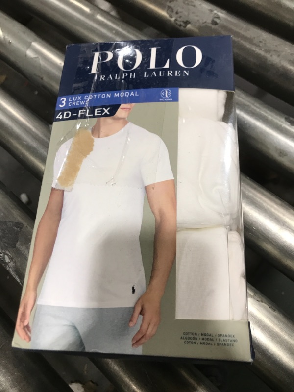 Photo 2 of  Polo Ralph Lauren 4D-Flex Lux Cotton Blend Short Sleeve Undershirt Crews 3-Pack, SIZE M