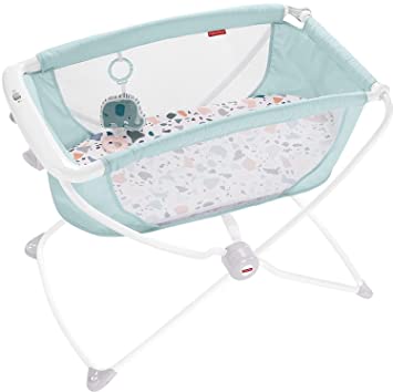 Photo 1 of ??Fisher-Price Rock with Me Bassinet - Pacific Pebble, Travel Baby Crib with Rocking Motion and Mesh Sides
