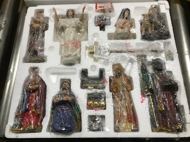 Photo 2 of 16 Piece Deluxe Edition Christmas Nativity Set with Real Gold - 7 inch Scale 