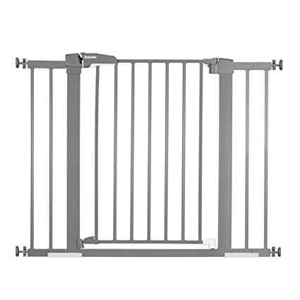 Photo 1 of BABELIO 26-40 Inch Easy Install Pressure Mounted Metal Baby Gate/Pet Gate, No Drilling, No Tools Required, with Wall Protectors and Extenders (Gray)