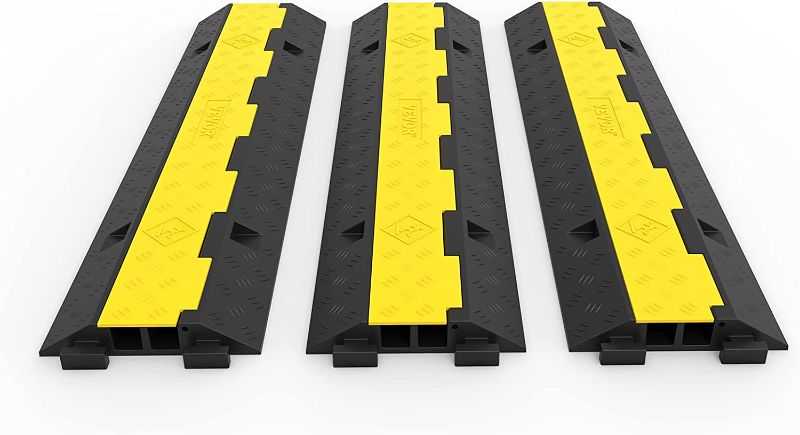 Photo 1 of  11000lbs per Axle Capacity Protective Wire Cord Ramp Driveway Rubber Traffic Speed Bumps Cable Protector