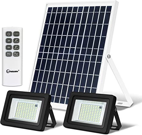 Photo 1 of Solar Flood Lights Outdoor Dusk to Dawn Solar Lights  with Remote Dual Head IP65 Waterproof 18W 