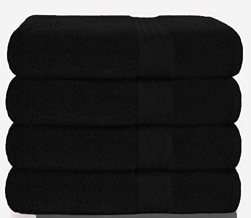 Photo 1 of  Premium Cotton 4 Pack Bath Towel Set - 100% Pure Cotton - 4 Bath Towels - Ideal for Everyday use - Ultra Soft & Highly Absorbent - Black
