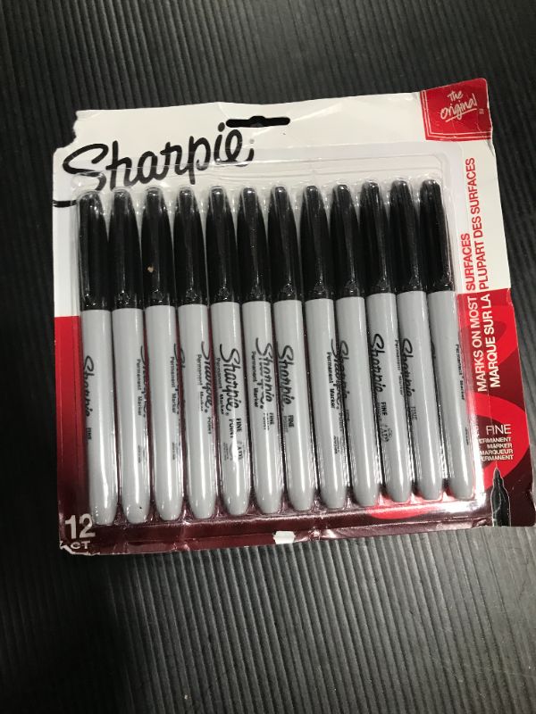 Photo 2 of Sharpie Permanent Markers, Fine Point, Black, 12 Count Black 12 Count (Pack of 1) Stick Markers