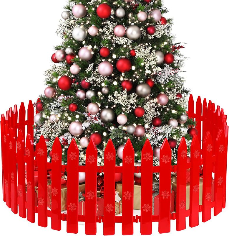 Photo 1 of ADXCO 15 Pieces Christmas Tree Fences 12 Inch Plastic Picket Fence Tree Plastic Fences, Christmas, Wedding, Party, Garden Decoration, White
