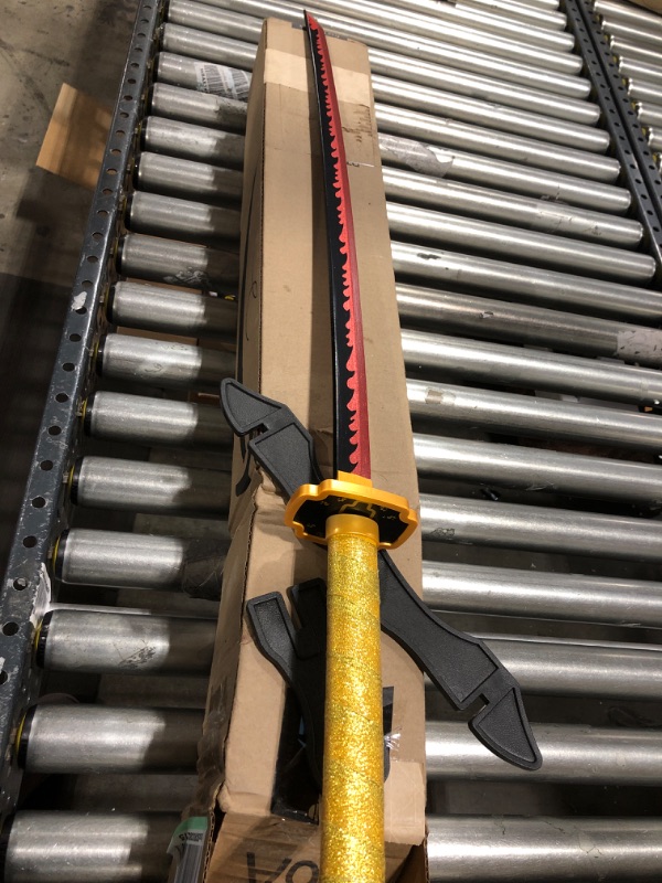 Photo 1 of Bamboo Demon Slayer Sword 41inch ,with Display Stand and Belt, Rengoku Sword /Tanjiro Sword /Zenitsu Sword /Anime Original Texture ,for Demon Slayer Cosplay and Collection,Various Styles Available Maroon yoriichi