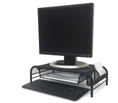 Photo 1 of Mind Reader MESHMONSTA-BLK Metal Mesh Monitor Stand and Desk Organizer with Drawer, Black
