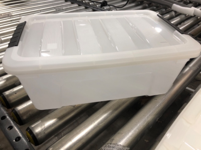 Photo 1 of 16" long x 11" wide x 6" deep clear plastic storage bins with snapping lids- pack of 6
