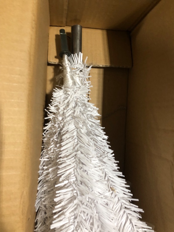 Photo 1 of 5ft Artificial Christmas Tree Lifelike Christmas Tree with Decorations and Solid Metal Stand arbol de Navidad Blanco Premium Hinged Spruce Full Tree (White-A, 5ft) White-a 5ft