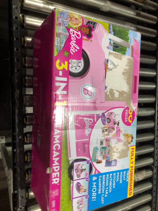 Photo 3 of Barbie Camper 3-in-1 DreamCamper Toy Playset Transforming Camper with Pool, Truck and Boat 60 Barbie Accessories Kids Toys and Gifts 3 in 1 Camper